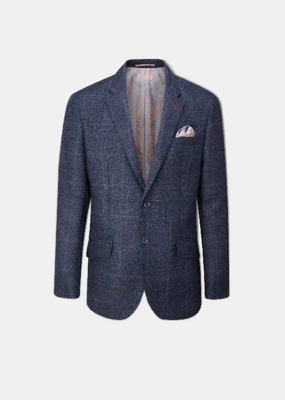 Women's Blazers for Clubbing -Surrey Tweed Lined Blazer In Navy Check - Regular Fit
