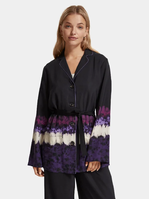 Women's Blazers with Floral Accent -Tie-dyed pyjama blazer