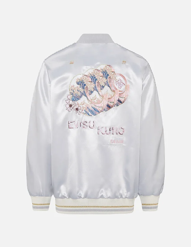Women's Jackets with Adjustable Hood-Ukiyo-E Embroidered Souvenir Jacket