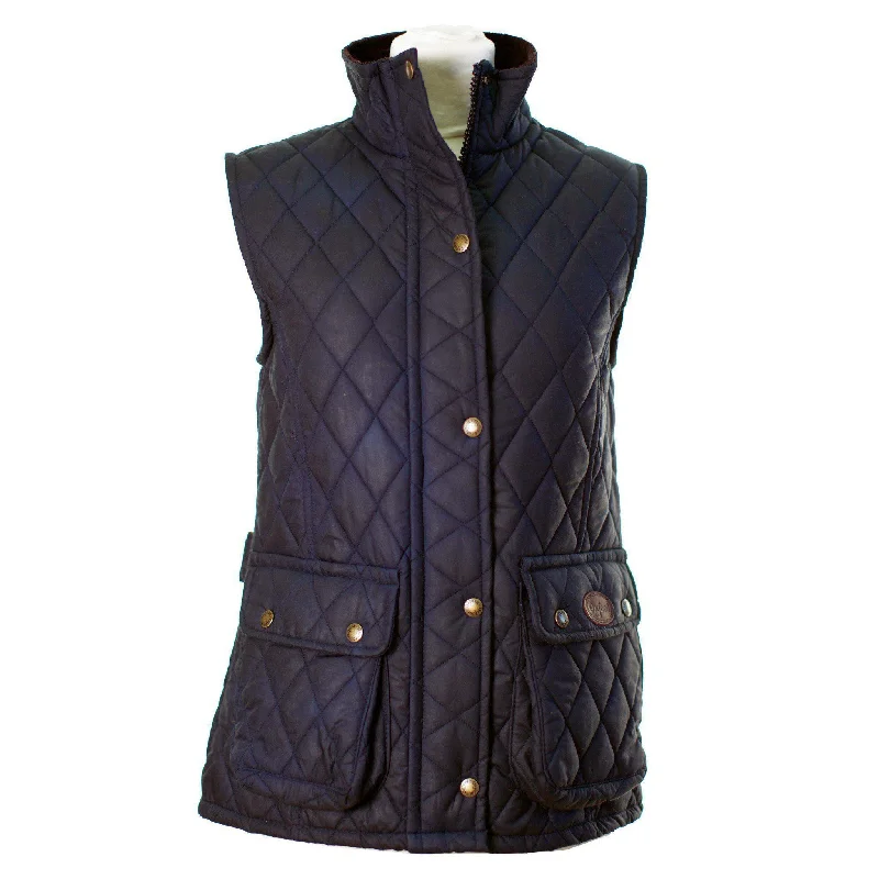 Women's Vest for Outdoor Adventures-W12 - Women's Newbury Waxed Quilted Gilet - NAVY Women's Vest for Outdoor Adventures-W12 - Women's Newbury Waxed Quilted Gilet - NAVY