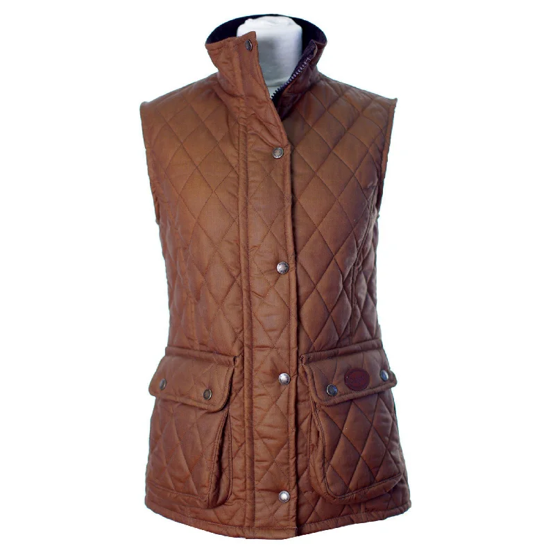 Women's Vest for Casual Office Look-W12 - Women's Newbury Waxed Quilted Gilet - SAND Women's Vest for Casual Office Look-W12 - Women's Newbury Waxed Quilted Gilet - SAND