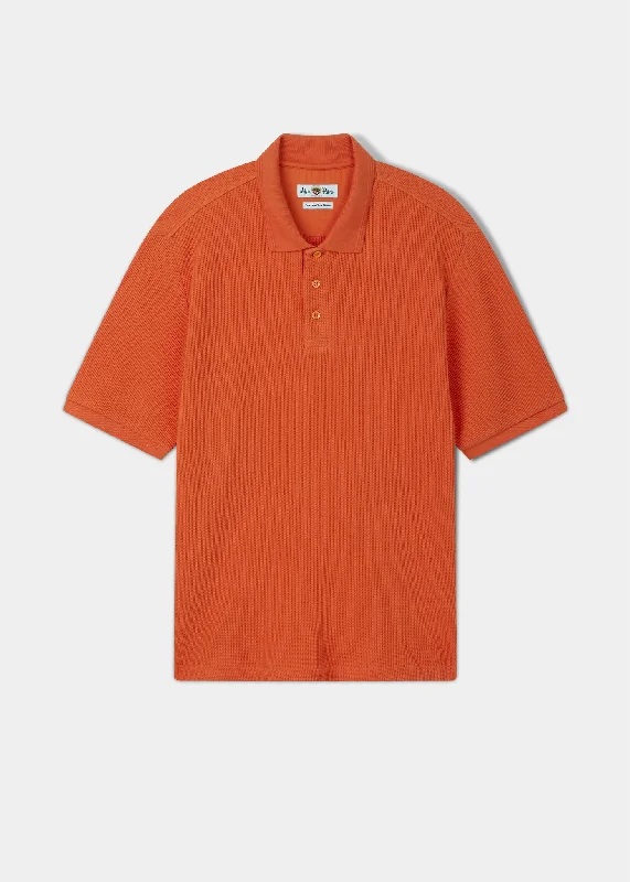 Women's Vest with Vibrant Colors-Whitwell Short Sleeve Waffle Stitch Polo In Amber