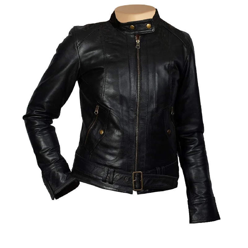 Women's Leather Jacket with Timeless Look-Women’s Devora Black Leather Jacket With Front Zipper Women's Leather Jacket with Timeless Look-Women’s Devora Black Leather Jacket With Front Zipper