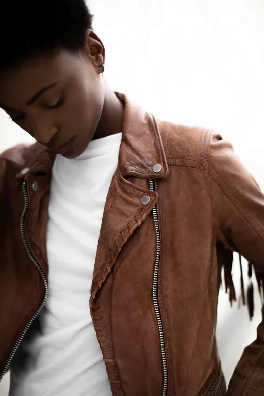Women's Leather Jacket with Timeless Look-Zoe Leather Jacket
