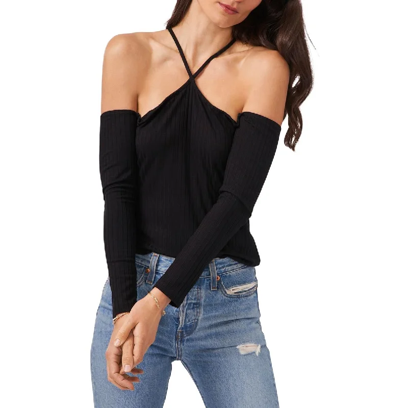 Women's Pullover for Office Wear -1.State Womens Ribbed Cold Shoulder Pullover Top