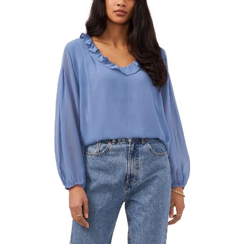 Women's Smocked Collar Blouses -1.State Womens Ruffled V-Neck Blouse