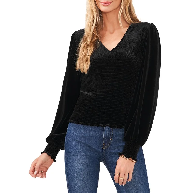Women's Tie-sleeve Blouses -1.State Womens Velvet V Neck Blouse