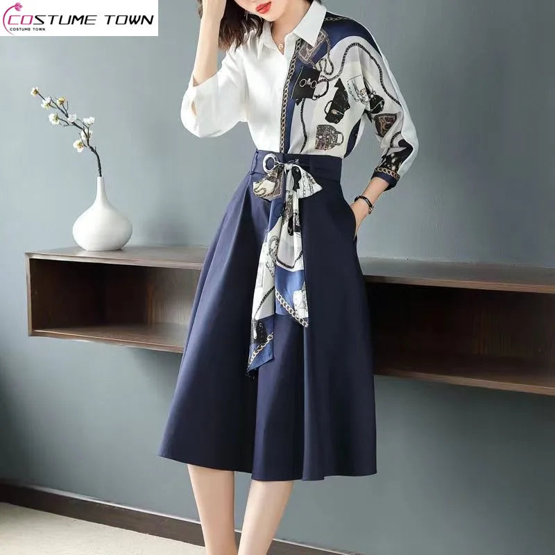 Women's Sweater Set with Midi Skirt -2023 Spring/Summer New High End Shirt Set Fashion and Elegance Reducing Age and Slimming Half Skirt Two Piece Set Women's Sweater Set with Midi Skirt -2023 Spring/Summer New High End Shirt Set Fashion and Elegance Reducing Age and Slimming Half Skirt Two Piece Set