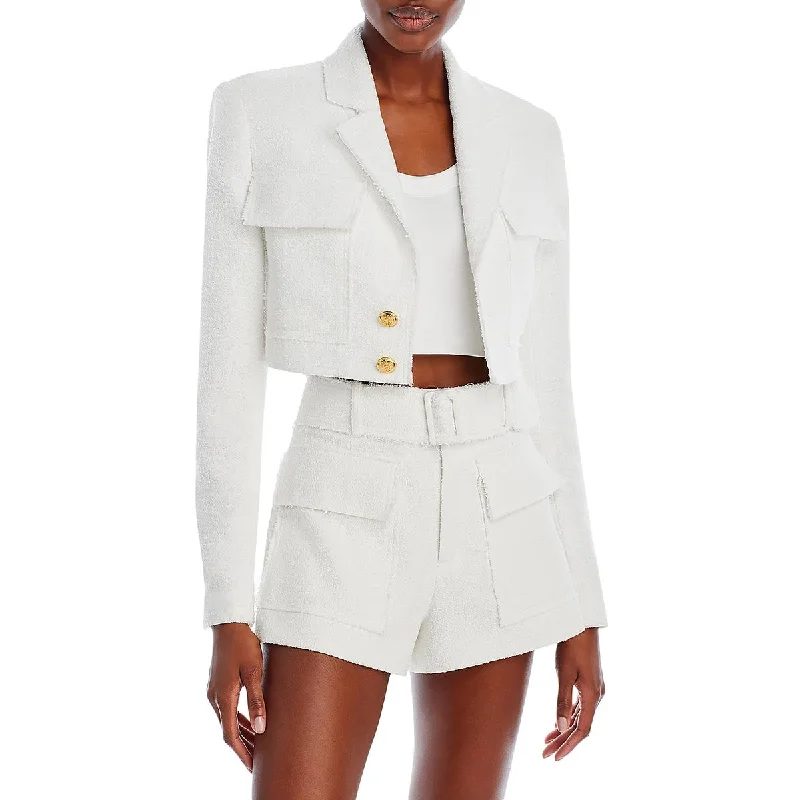 Women's Winter Wool Tweed Blazers -A.L.C. Womens Banks Cropped Textured Two-Button Blazer Women's Winter Wool Tweed Blazers -A.L.C. Womens Banks Cropped Textured Two-Button Blazer