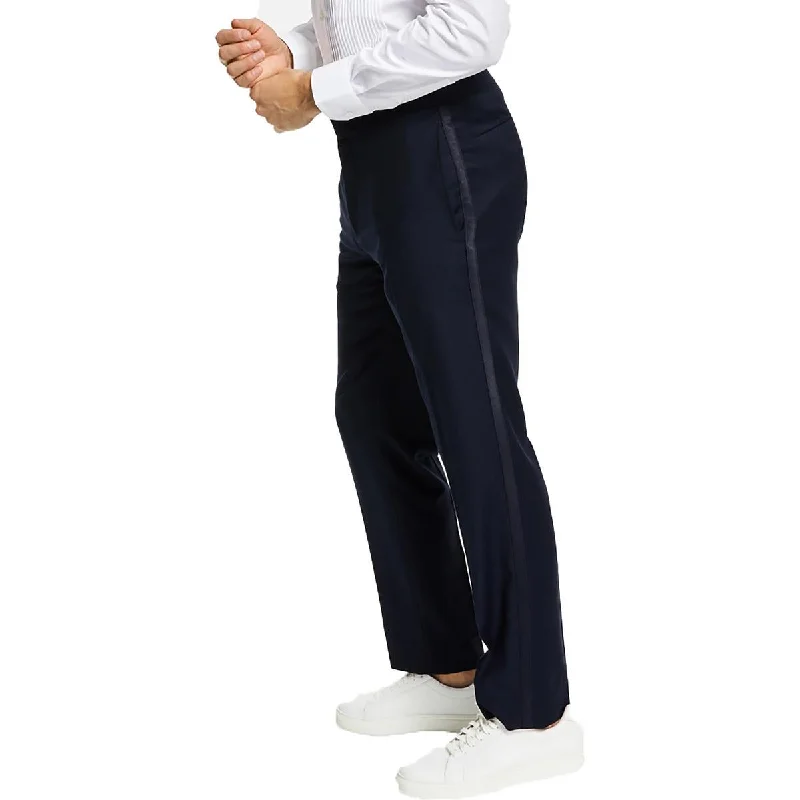 Women's Navy Blue Suit Pants-Alfani Mens Diamond Grid Flat Front Suit Pants