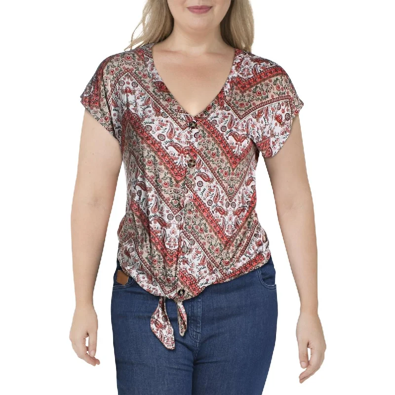 Women's Peasant Blouses -Alison Andrews Womens Lace Back Tie Front Blouse