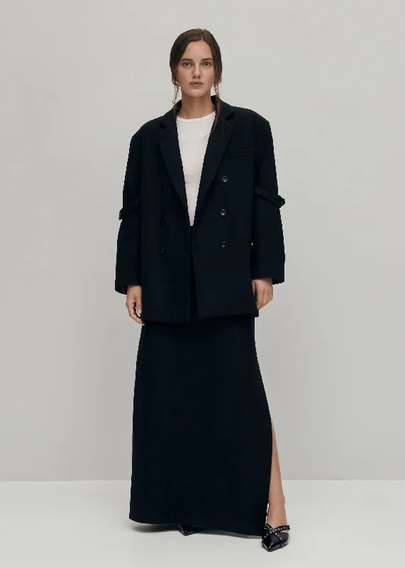 Women's Wool Tweed Winter Blazers -Amber Black Blazer