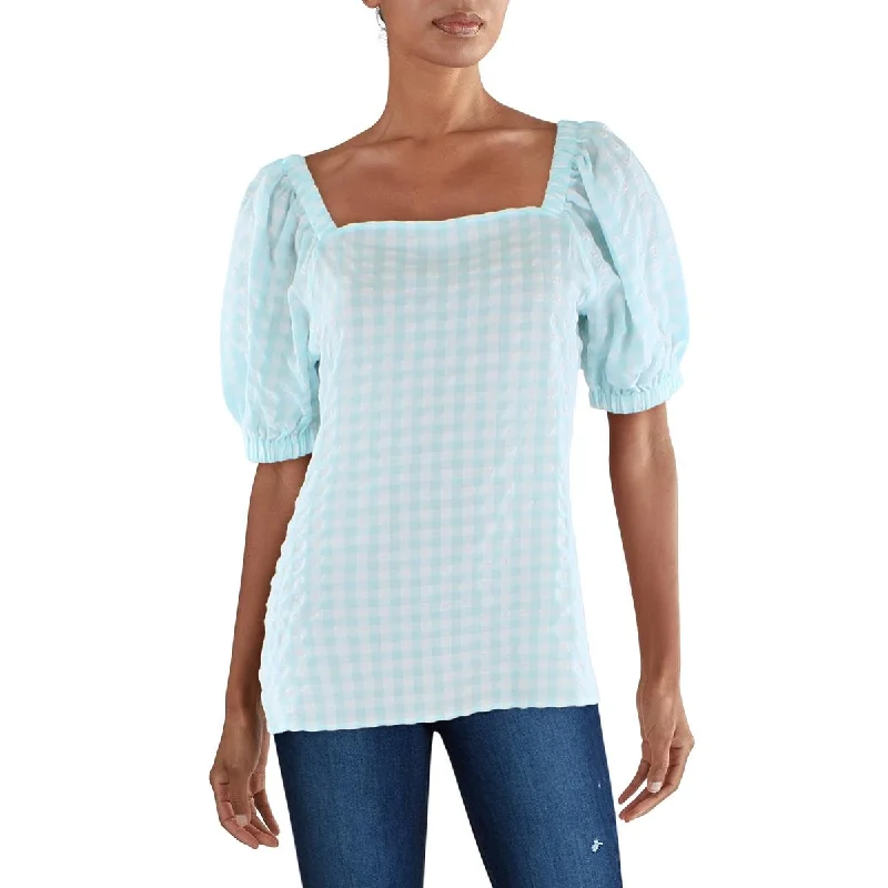 Women's Pullover for Relaxed Look -Anne Klein Womens Checkered Square-Neck Pullover Top Women's Pullover for Relaxed Look -Anne Klein Womens Checkered Square-Neck Pullover Top