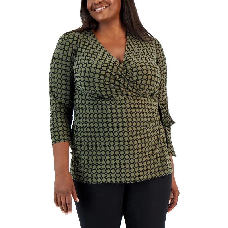 Women's Shimmering Blouses -Anne Klein Womens Plus Faux Wp Polyester Blouse