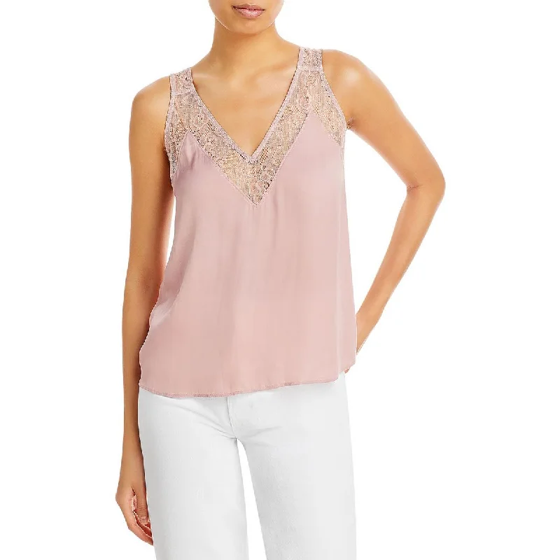 Women's Comfortable Tank Tops for Busy Days -Aqua Womens Lace Inset Sleeveless Cami