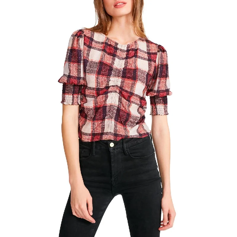 Women's Long Sleeve Pullover -BB Dakota by Steve Madden Womens Idea Plaid Ruched Pullover Top Women's Long Sleeve Pullover -BB Dakota by Steve Madden Womens Idea Plaid Ruched Pullover Top