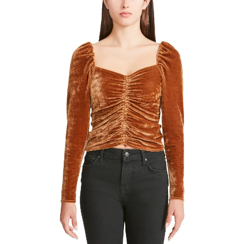 Women's Wraparound Blouses -BB Dakota by Steve Madden Womens Ruched Velvet Blouse
