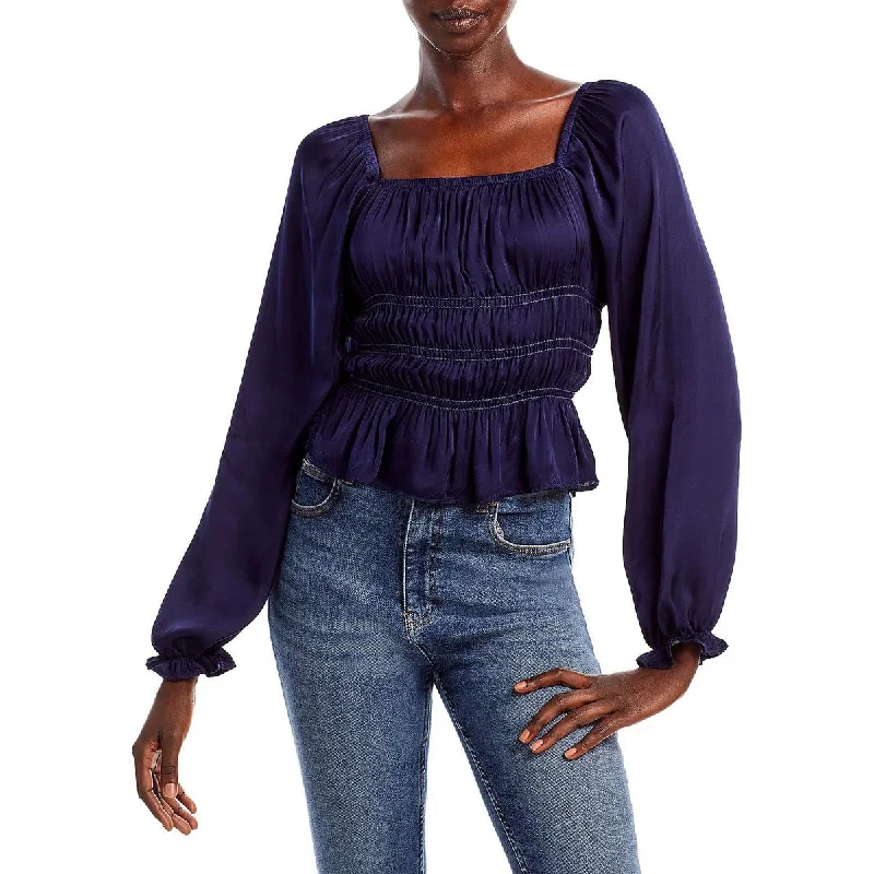 Women's Pullover with Bold Color -Bella Dahl Womens Smocked Bodice Pullover Top