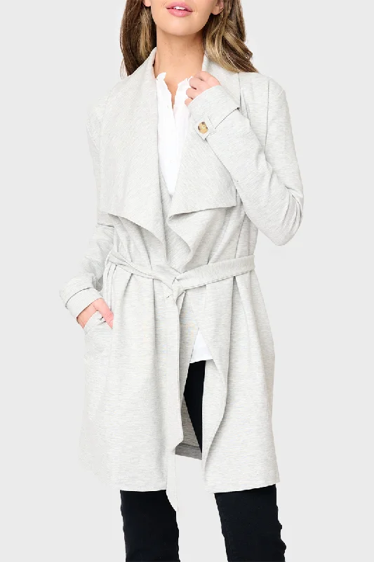 Elegant Trench Coat for Women-Belted Ponte Topper Jacket