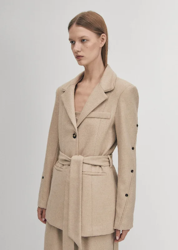 Women's Wool Tweed Winter Work Blazers -Beth Beige Blazer