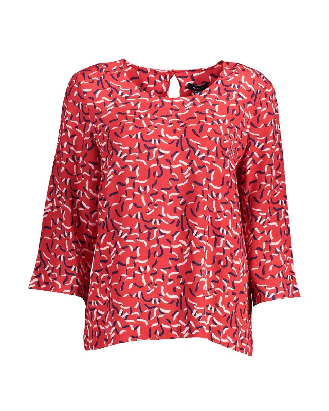 Women's Tartan Check Shirts -Gant  Women's Abstract Print Blouse - Red