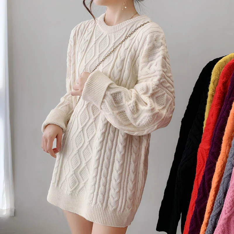 Women's Sweater Set with Fitted Top and Loose Pants -Big yards han edition fashion sweater female loose version of lazy wind twist head set long female new autumn and winter Women's Sweater Set with Fitted Top and Loose Pants -Big yards han edition fashion sweater female loose version of lazy wind twist head set long female new autumn and winter