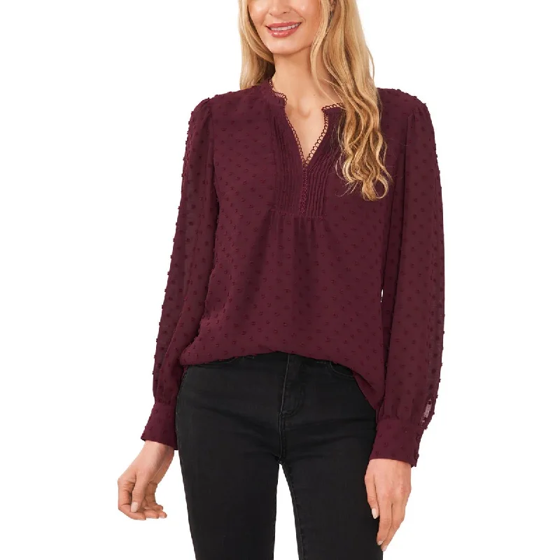 Women's Button-up Flannel Shirts -CeCe Womens Clip Dot Off-The-Shoulder Blouse