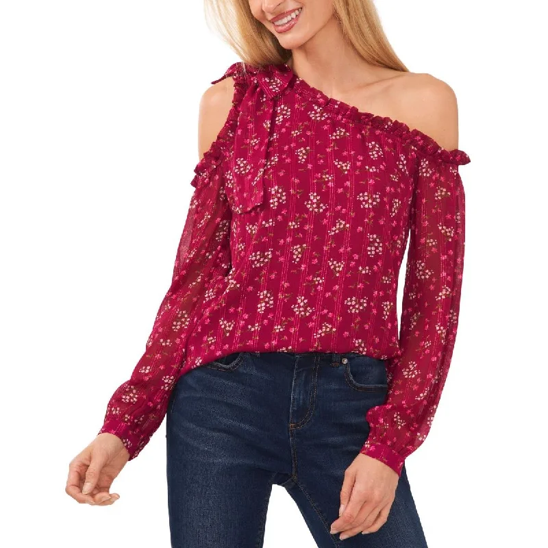 Women's Tailored Shirts -CeCe Womens Metallic Floral Blouse