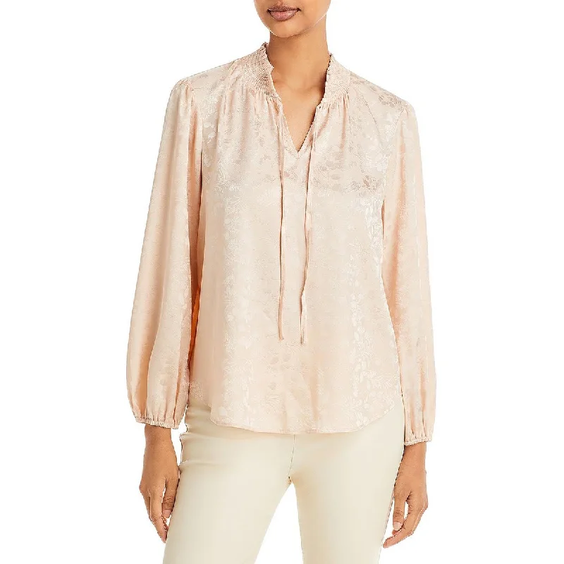Women's Extra-long Sleeve Shirts -Chenault Womens Textured Smocked Blouse