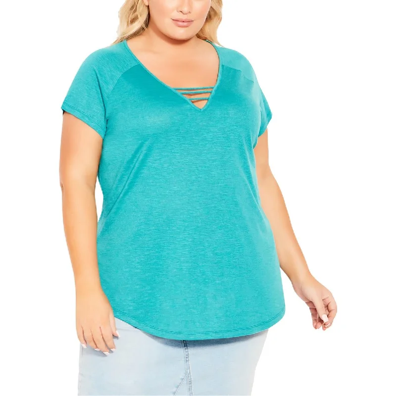 Women's Tiered Sleeve Blouses -City Chic Womens Plus Slub Casual Blouse
