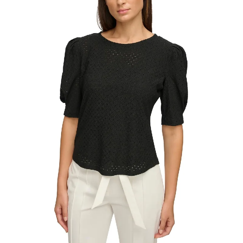 Women's Lightweight T-shirt Blouses -Donna Karan Womens Solid Knit Blouse