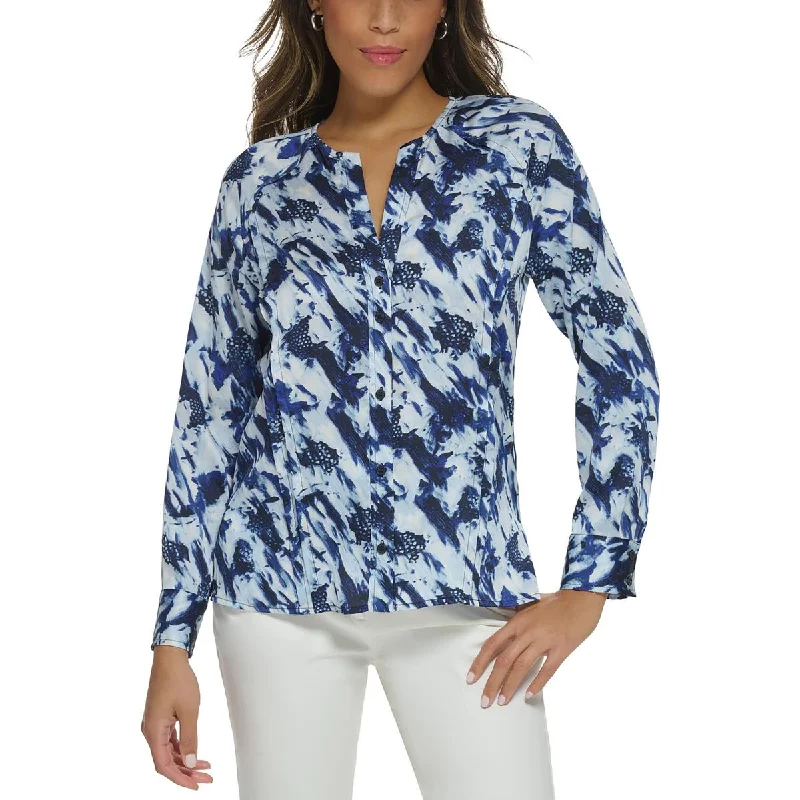 Women's Work Button-down Blouses -Donna Karan Womens Split Hem Blouse