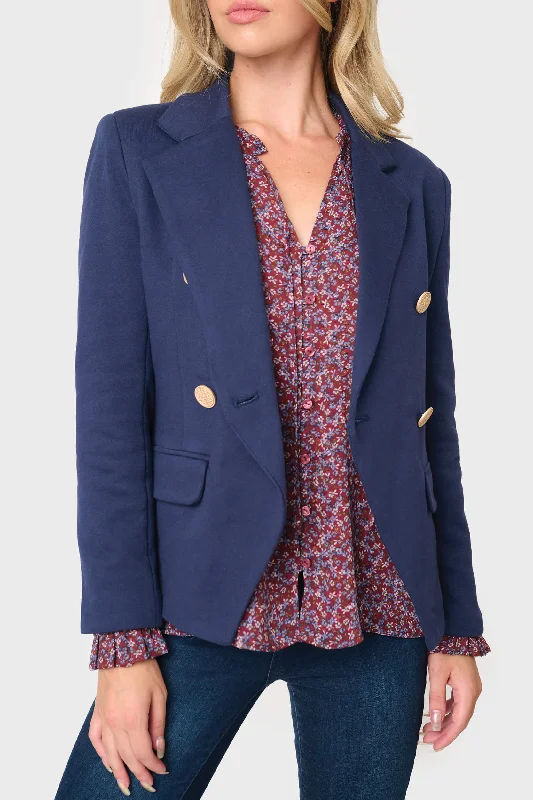 Women's Wool Checkered Blazers -Double Breasted Blazer