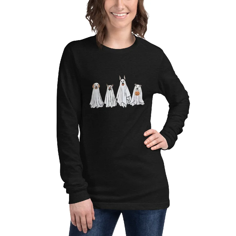 Women's Long Sleeve T-shirt with Elegant Neckline -Ghost dog Unisex Long Sleeve Tee