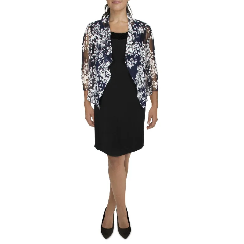 Women's Woolen Office Blazers for Fall -Jessica Howard Womens Petites Mesh Printed Collarless Blazer Women's Woolen Office Blazers for Fall -Jessica Howard Womens Petites Mesh Printed Collarless Blazer