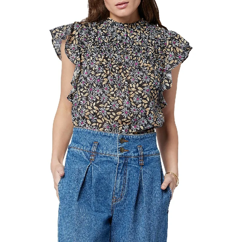 Women's Corduroy Blouses -Joie Womens Shutter Pleat Cap Sleeve Blouse
