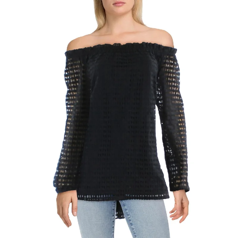 Women's Casual Button-up Blouses -Jones New York Womens Lace Smocked Blouse