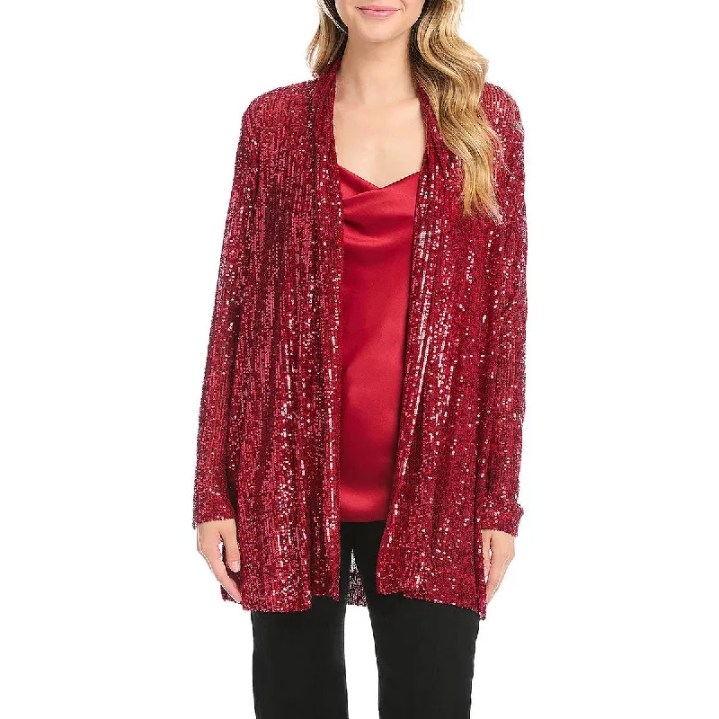 Women's Cozy Winter Wool Blazers -Karen Kane Womens Sequined Open Front Duster Blazer Women's Cozy Winter Wool Blazers -Karen Kane Womens Sequined Open Front Duster Blazer