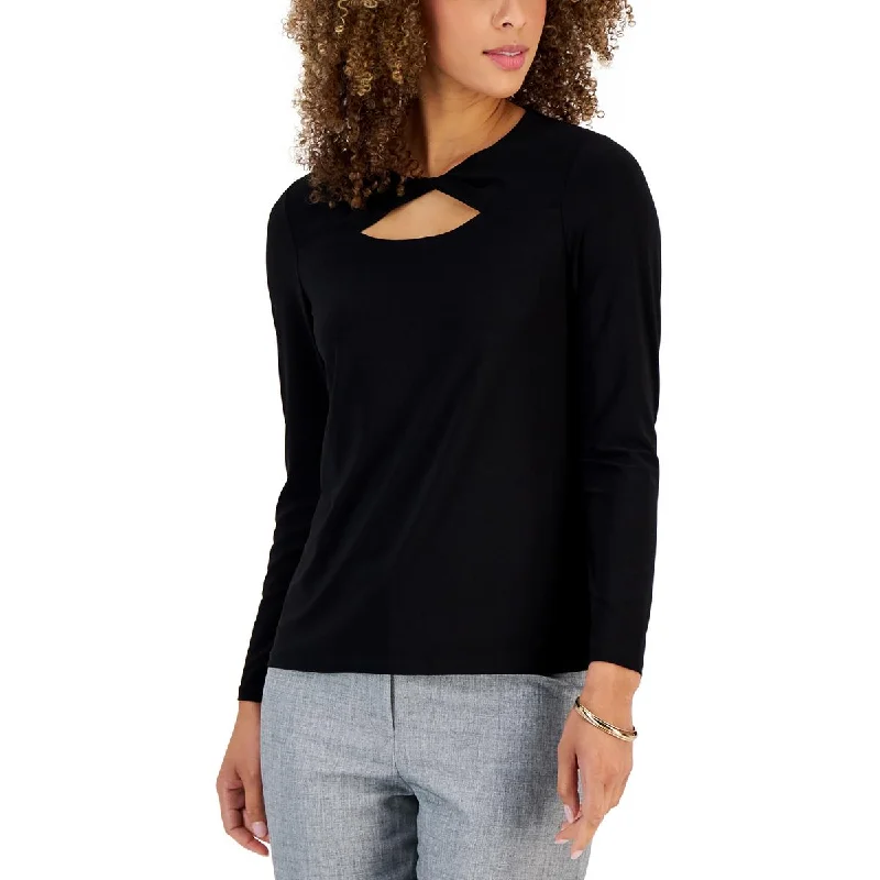 Women's Balloon Sleeve Blouses -Kasper Womens Twisted Neck Date Night Blouse