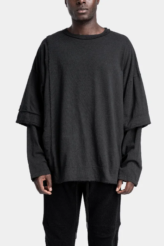 Women's Cotton Long Sleeve T-shirt for Cool Days -Oversized layered cotton long sleeve tee Women's Cotton Long Sleeve T-shirt for Cool Days -Oversized layered cotton long sleeve tee