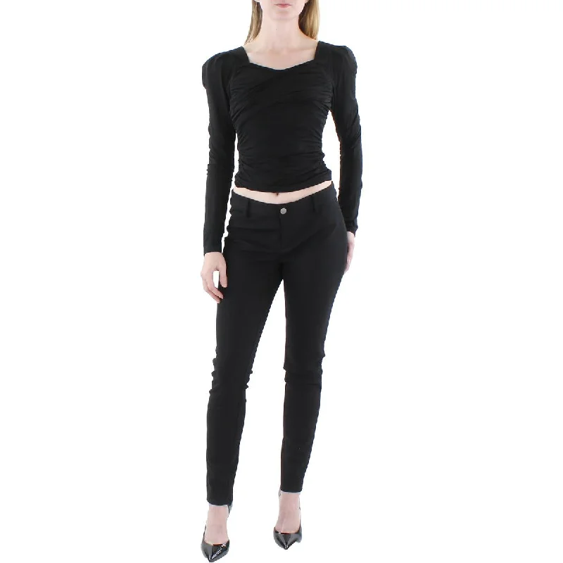 Women's Pullover for Layering Under Jackets -Lea & Viola Womens Ruched Fitted Pullover Top Women's Pullover for Layering Under Jackets -Lea & Viola Womens Ruched Fitted Pullover Top