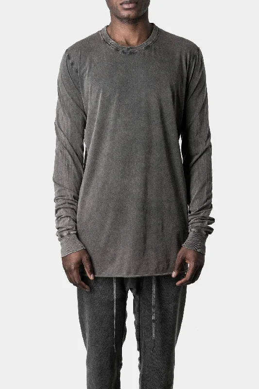 Women's Long Sleeve T-shirt with Lace Detail -LS1B - Long sleeve tee, Acid grey