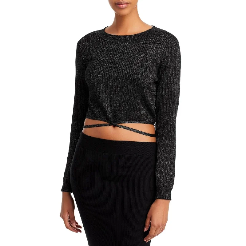 Women's Pullover with Colorblock Design -Lucy Paris Womens Bowery Glitter Tie Hem Pullover Top Women's Pullover with Colorblock Design -Lucy Paris Womens Bowery Glitter Tie Hem Pullover Top