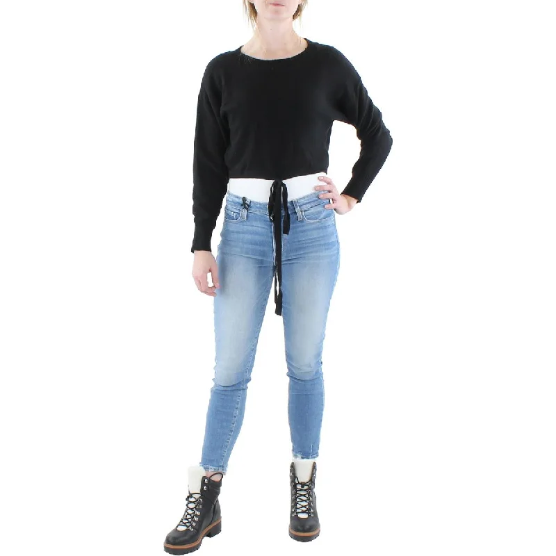 Women's Pullover for Weekend Relaxation -Lucy Paris Womens Cropped Knit Pullover Top