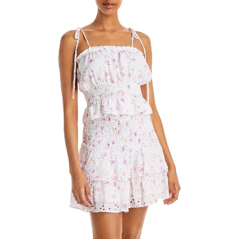 Women's Kimono Sleeve Shirts -Lucy Paris Womens Eyelet Floral Print Blouse