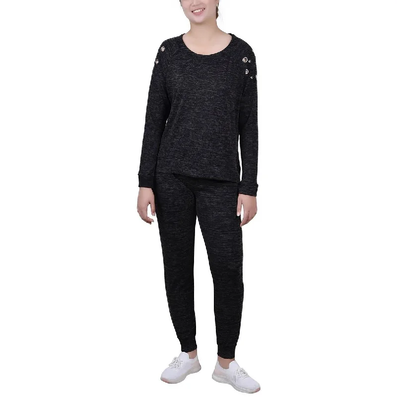 Women's Blouse with Peplum Style -NY Collection Womens Petites Marled Grommet Blouse Women's Blouse with Peplum Style -NY Collection Womens Petites Marled Grommet Blouse