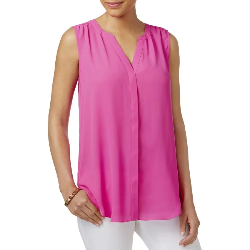 Women's Tulle Sleeve Shirts -NYDJ Womens Pleated Button Down Blouse