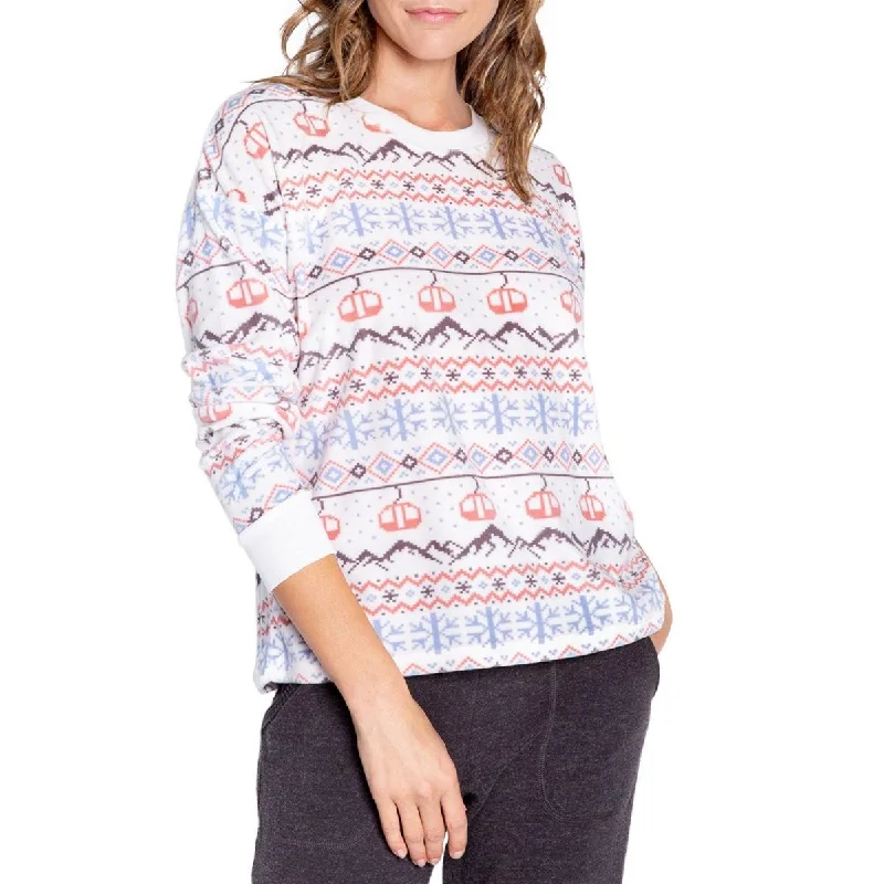 Women's Pullover for Layering Over Dresses -P.J. Salvage Womens Stay Lifted Crewneck Snowflakes Pullover Top Women's Pullover for Layering Over Dresses -P.J. Salvage Womens Stay Lifted Crewneck Snowflakes Pullover Top