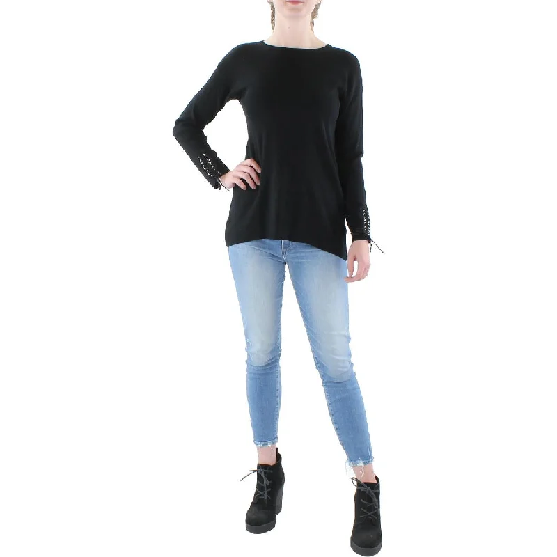 Women's Pullover with Floral Design -Philosophy Womens String Sleeve Ribbed Pullover Top