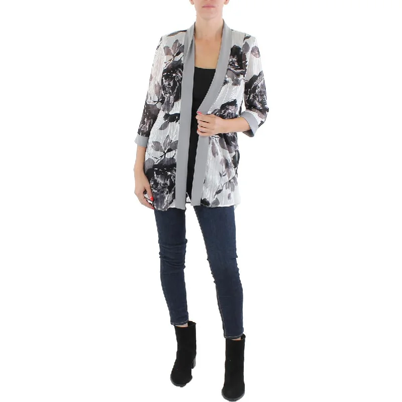 Women's Winter Blazers with Tweed Fabric -R&M Richards Womens Chiffon Floral Duster Blazer Women's Winter Blazers with Tweed Fabric -R&M Richards Womens Chiffon Floral Duster Blazer